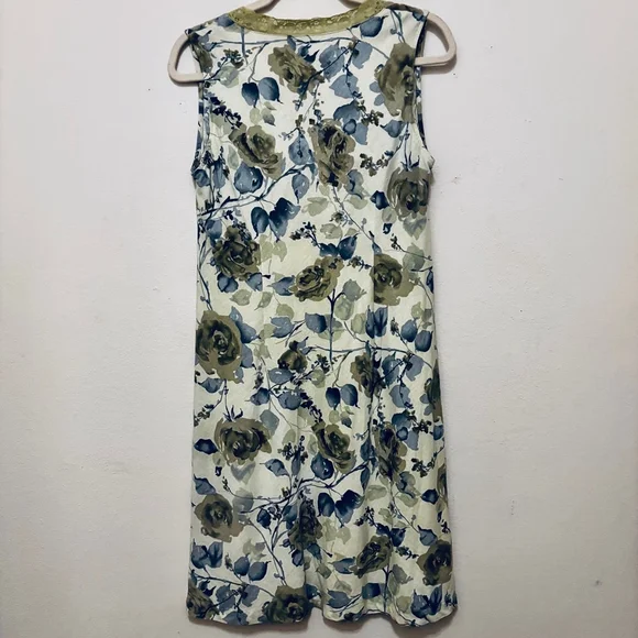 Norton Vintage Green Floral Sleeveless Petites Dress - Picture 4 of 7